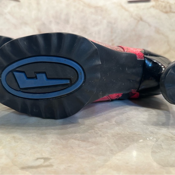 John Fluevog Black and Red Artistic Heeled Boots - Picture 7 of 12